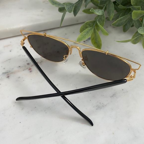 "Amira" Sunglasses || Blue & Gold Mirror Aviator - Picture 3 of 9